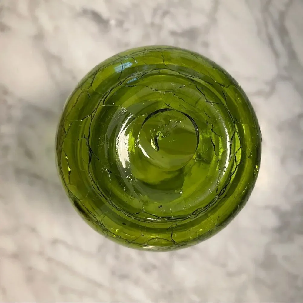 Vintage Cracked Glass Ruffle Vase